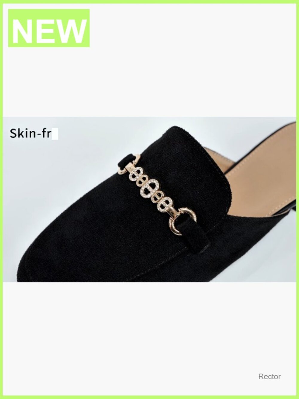 Faux Suede Mules with Crystal Buckle - Lightweight Slip On Flats for Office - Picture 7 of 7